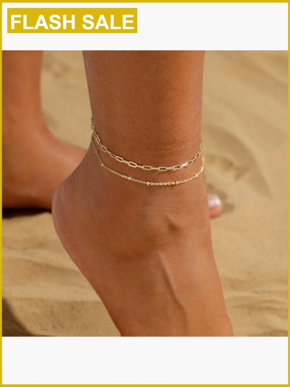 Waterproof Layered Anklet Set Adjustable Chain Non-Tarnish Summer Beach Jewelry - Picture 2 of 6